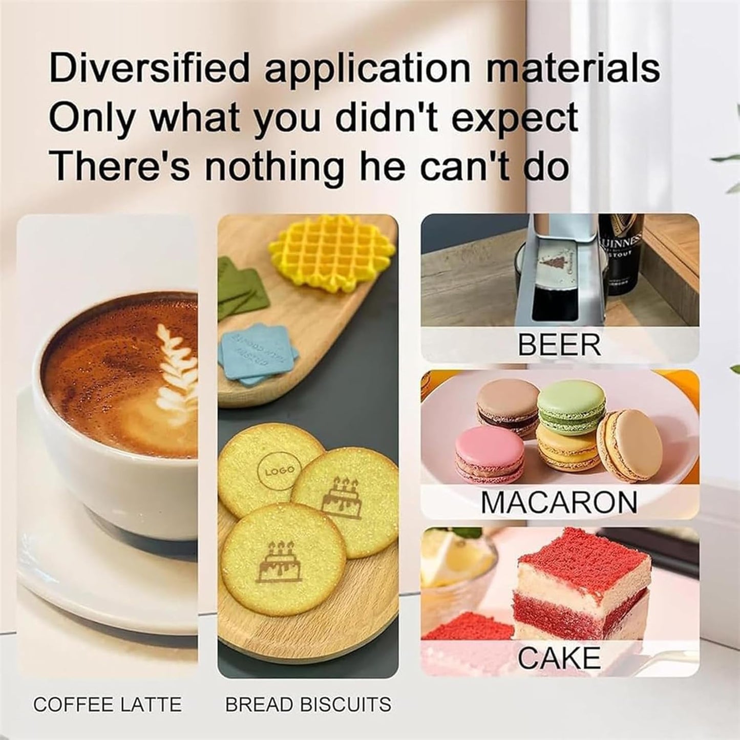 Multifunktionellmatskrivare,bärbarhandhållenRdibleskrivare,trådlösmatbläckstrålepennamedAPPkontroll,förtårtutskrift,kakdekoration,anpassning till DIY-dessert