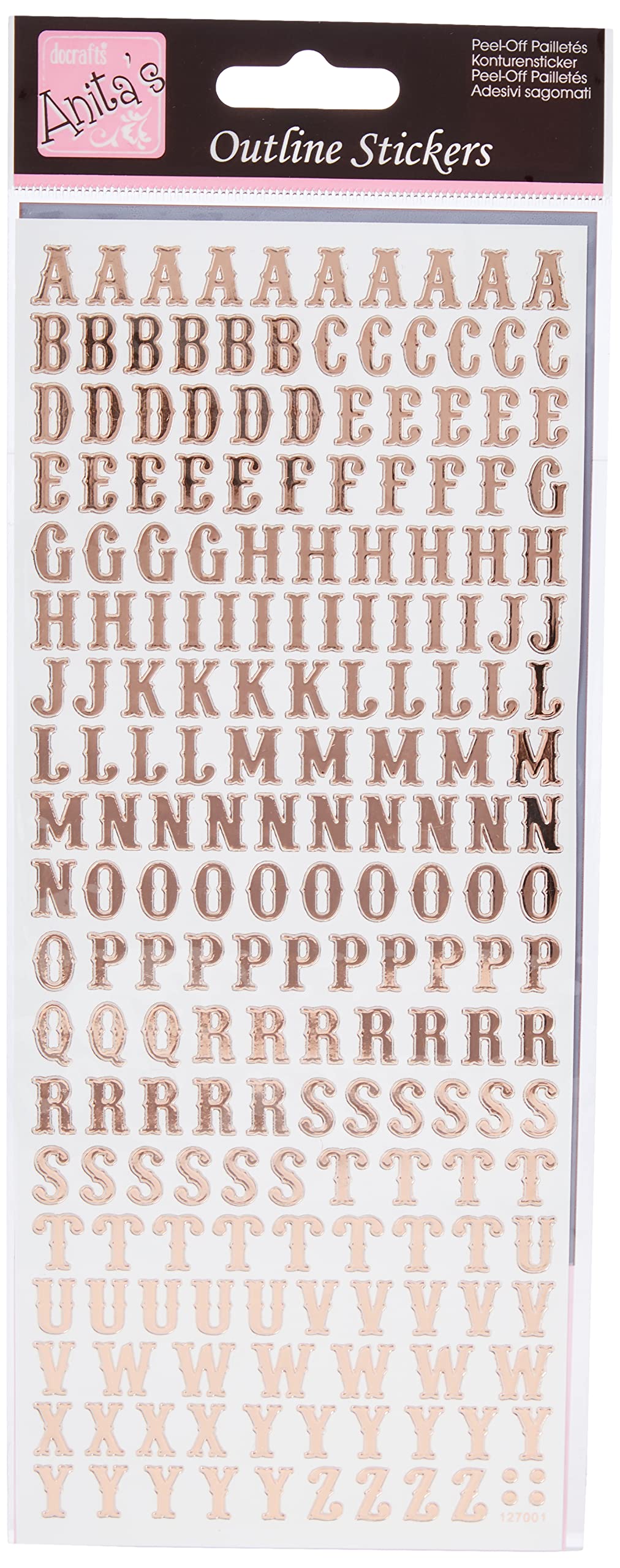 anitas Traditionella alfabetet konturklistermärken – silver på vitt, 29,22 x 10,55 x 0,1 cm, ANT 810253