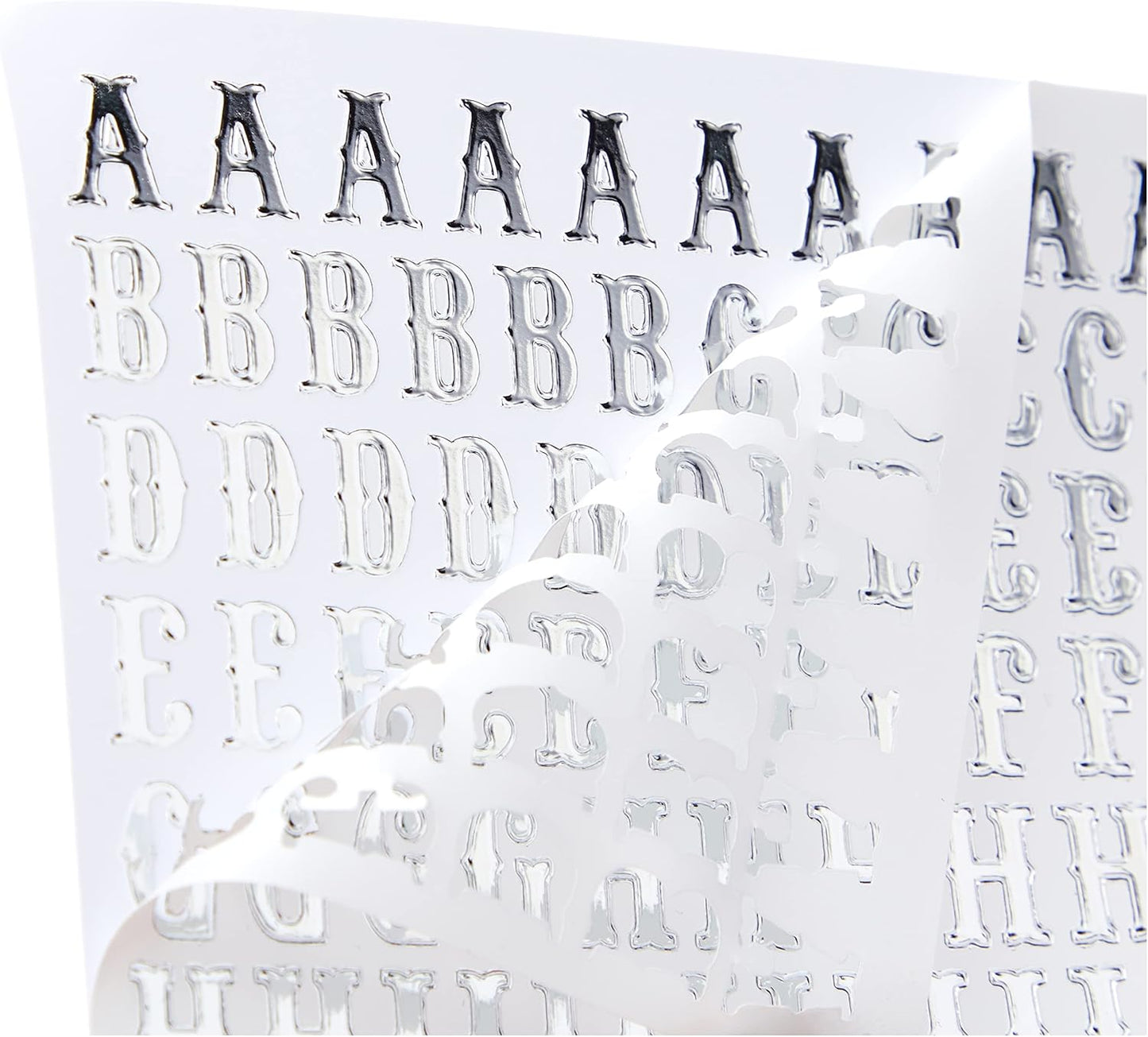 anitas Traditionella alfabetet konturklistermärken – silver på vitt, 29,22 x 10,55 x 0,1 cm, ANT 810253