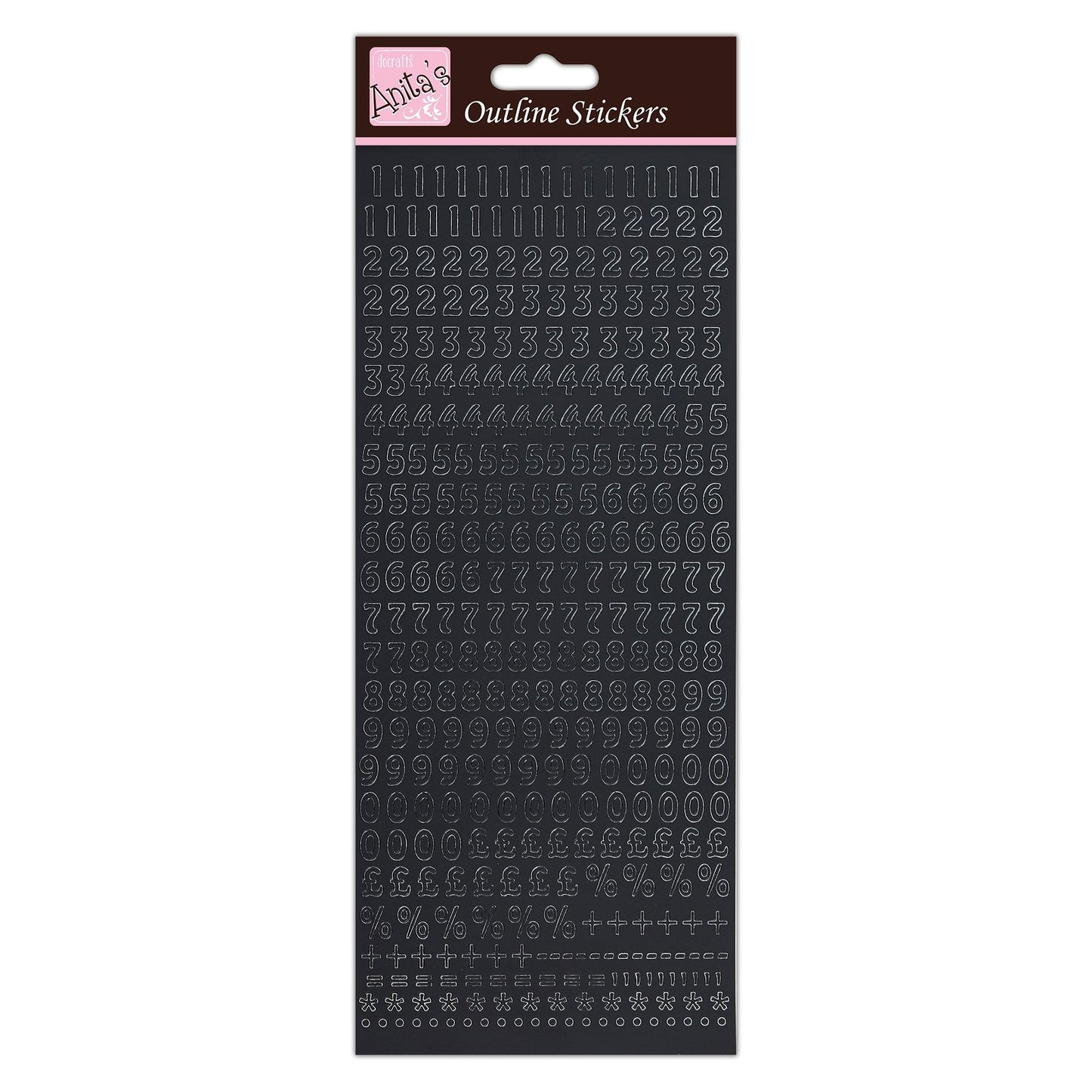 anitas Traditionella alfabetet konturklistermärken – silver på vitt, 29,22 x 10,55 x 0,1 cm, ANT 810253
