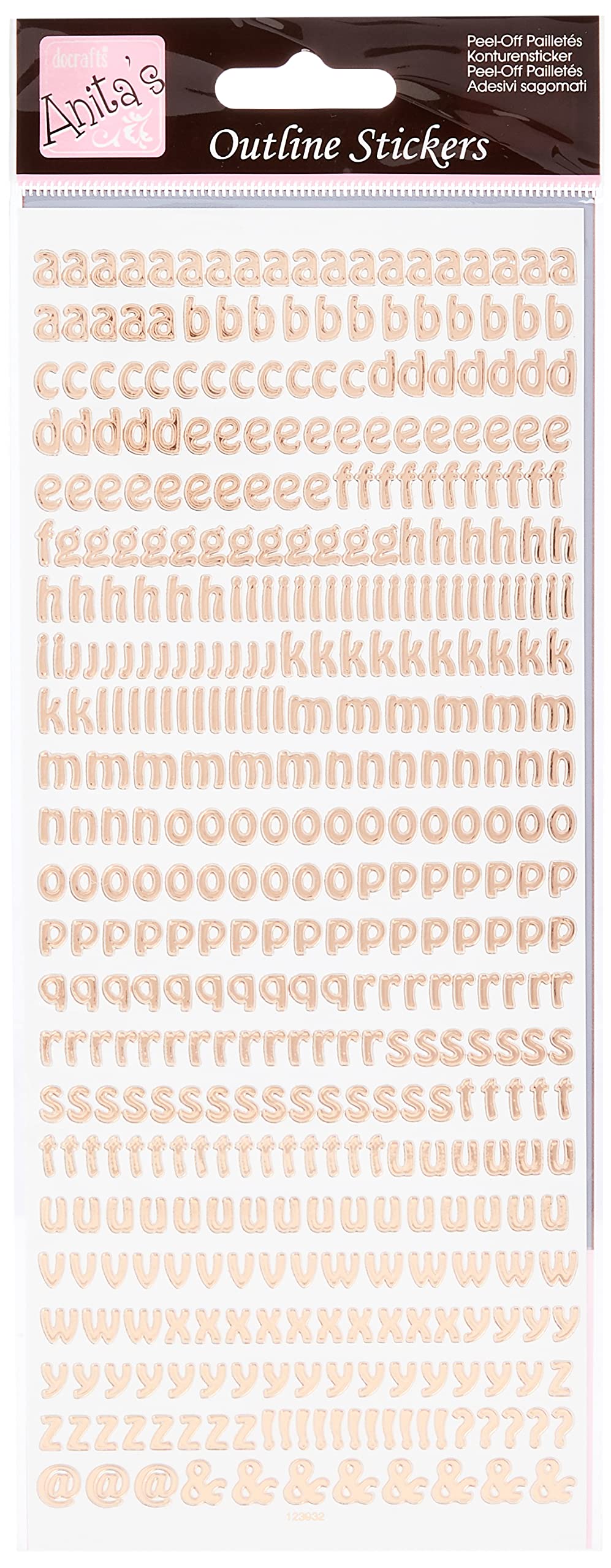 anitas Traditionella alfabetet konturklistermärken – silver på vitt, 29,22 x 10,55 x 0,1 cm, ANT 810253
